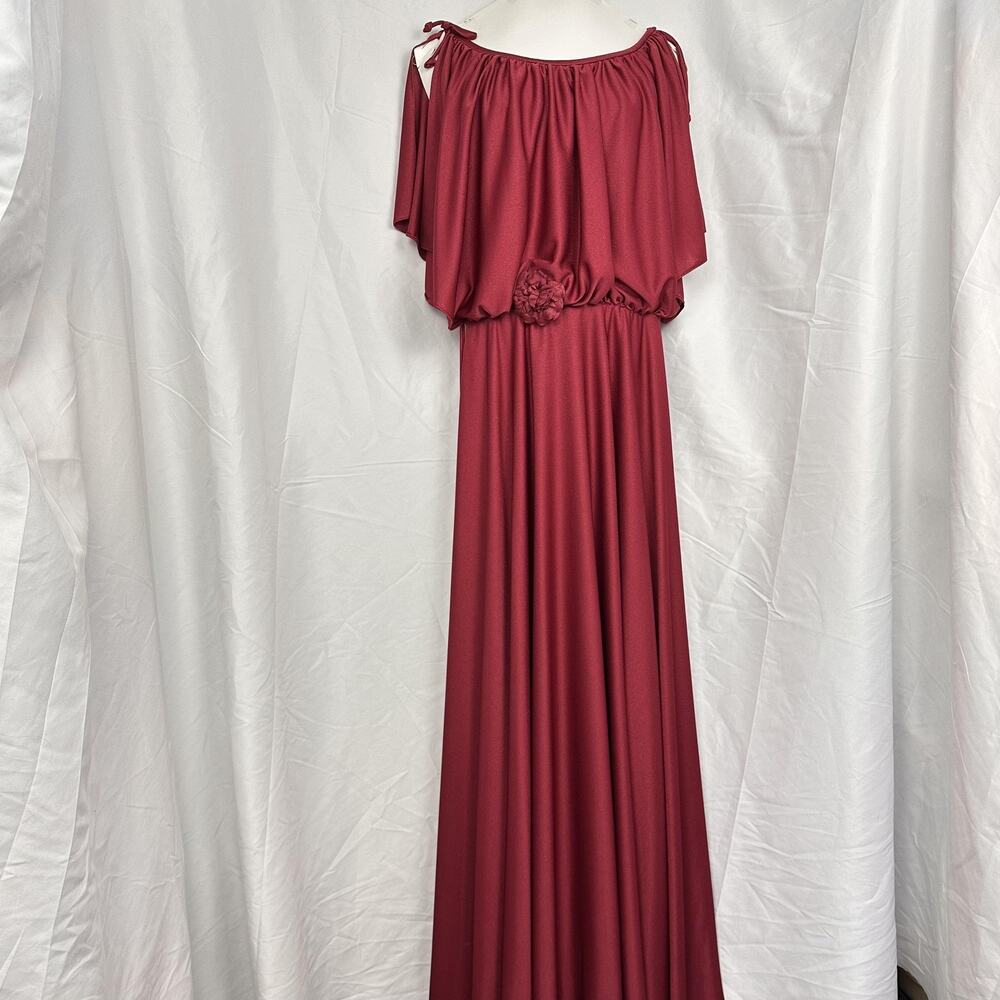 Vintage 70's Dress Small Red Flutter sleeve Retro Formal Grecian Goddess Boho